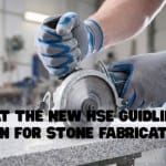 Cutting engineered stone.